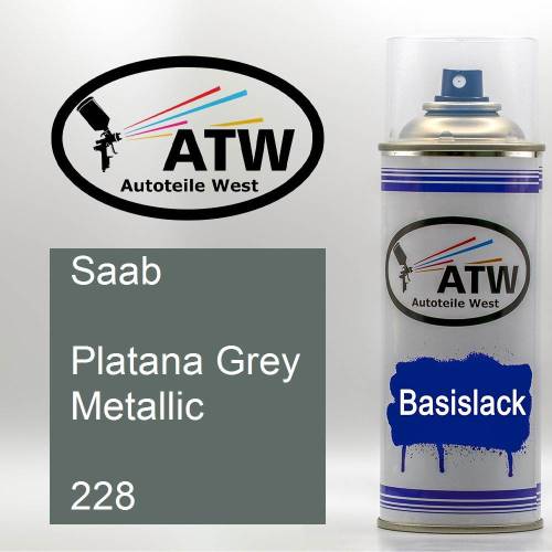 Saab, Platana Grey Metallic, 228: 400ml Sprühdose, von ATW Autoteile West.